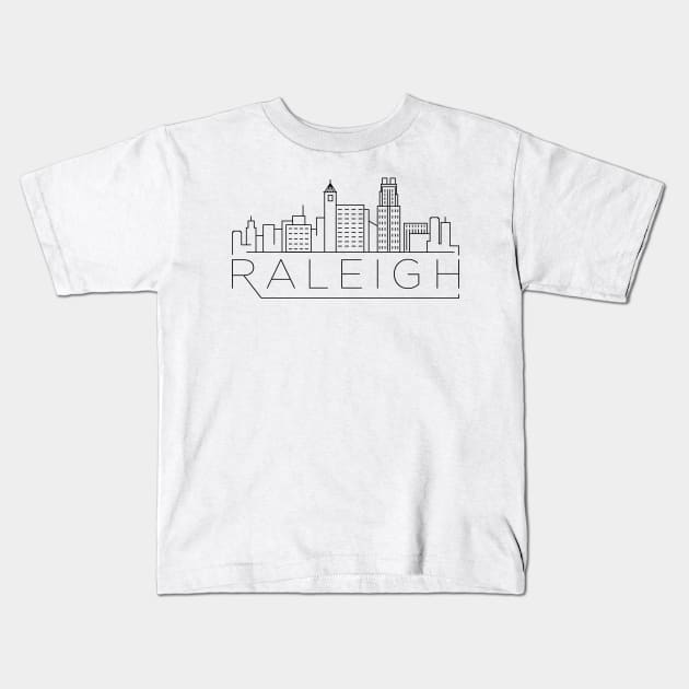 Raleigh Minimal Skyline Kids T-Shirt by kursatunsal